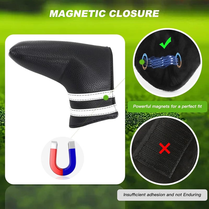 Frimon Golf Club Covers,4pcs or 1pc Golf Headcovers for Woods and Driver Fairway Hybrids Women Men - Premium PU Leather with Interchangeable Tags & Magnetic Blade and Mallet Putter Covers - Image 4